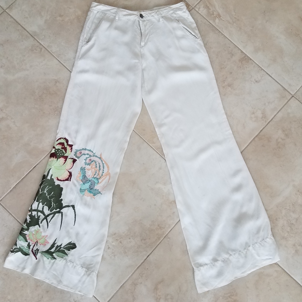 Da Nang Silk Embroidered Pants